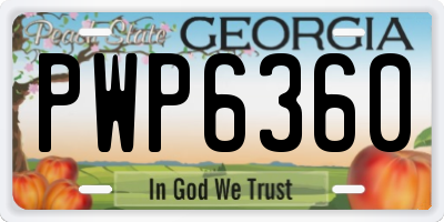 GA license plate PWP6360