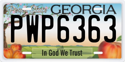 GA license plate PWP6363