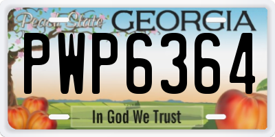GA license plate PWP6364