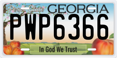 GA license plate PWP6366