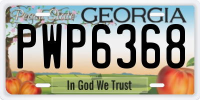 GA license plate PWP6368
