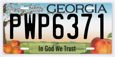 GA license plate PWP6371
