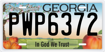 GA license plate PWP6372