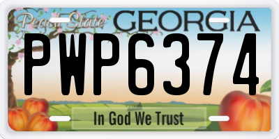 GA license plate PWP6374