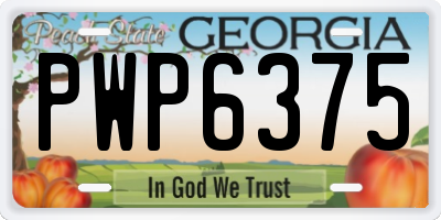 GA license plate PWP6375