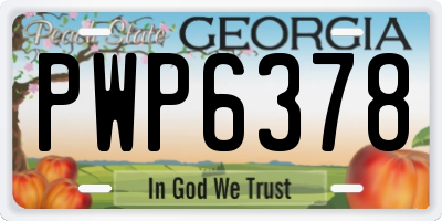 GA license plate PWP6378