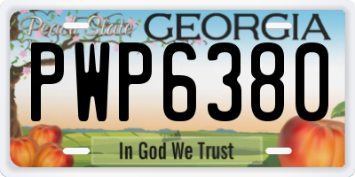 GA license plate PWP6380