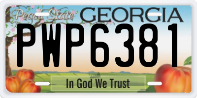 GA license plate PWP6381