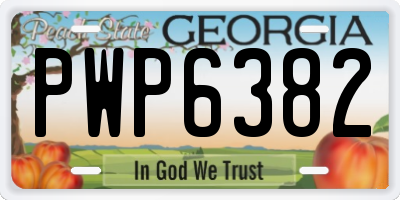GA license plate PWP6382