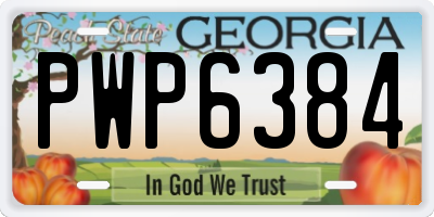 GA license plate PWP6384