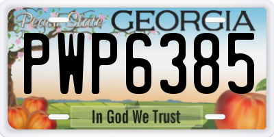 GA license plate PWP6385