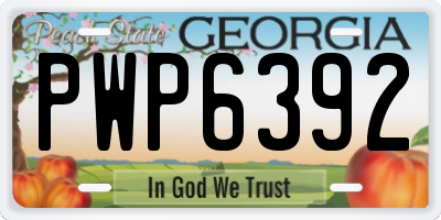 GA license plate PWP6392