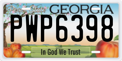 GA license plate PWP6398