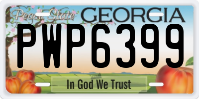 GA license plate PWP6399