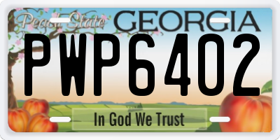 GA license plate PWP6402
