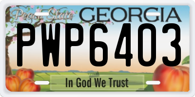 GA license plate PWP6403