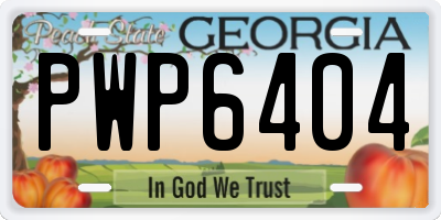 GA license plate PWP6404