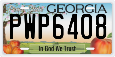 GA license plate PWP6408