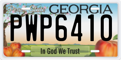 GA license plate PWP6410