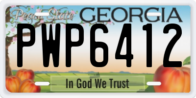 GA license plate PWP6412
