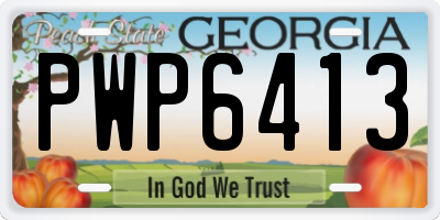 GA license plate PWP6413
