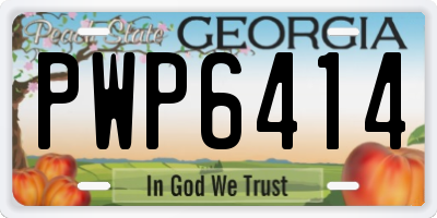 GA license plate PWP6414