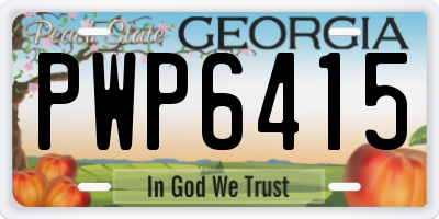 GA license plate PWP6415