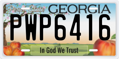 GA license plate PWP6416