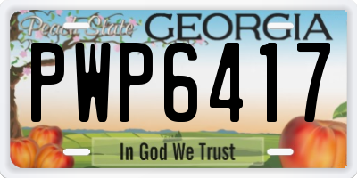 GA license plate PWP6417