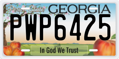 GA license plate PWP6425
