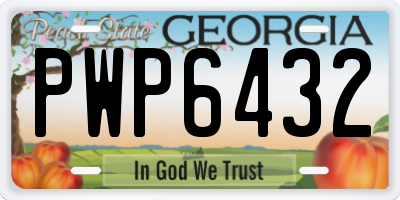 GA license plate PWP6432