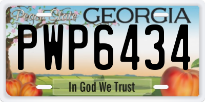 GA license plate PWP6434