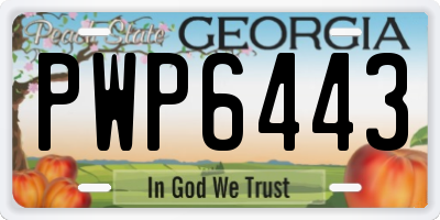 GA license plate PWP6443