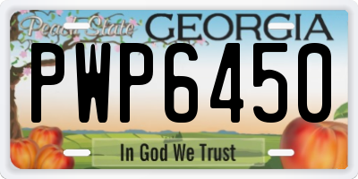 GA license plate PWP6450