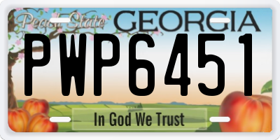 GA license plate PWP6451