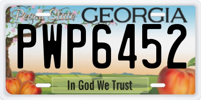 GA license plate PWP6452