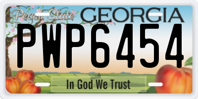GA license plate PWP6454