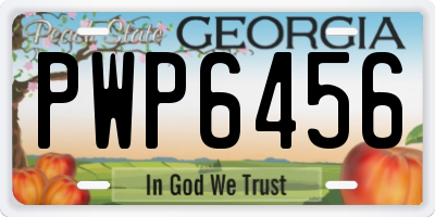 GA license plate PWP6456