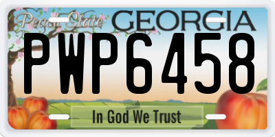 GA license plate PWP6458