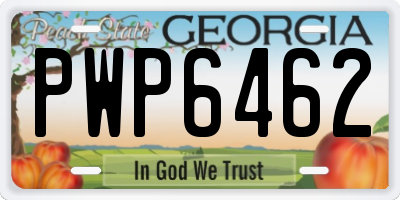 GA license plate PWP6462