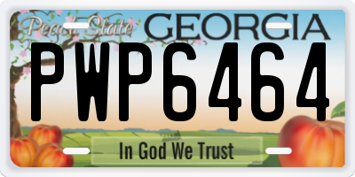 GA license plate PWP6464