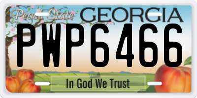 GA license plate PWP6466