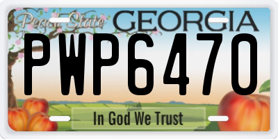 GA license plate PWP6470