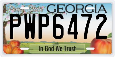 GA license plate PWP6472