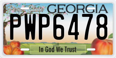 GA license plate PWP6478