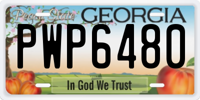 GA license plate PWP6480