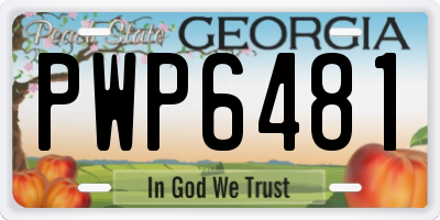 GA license plate PWP6481