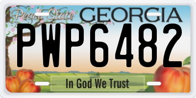 GA license plate PWP6482