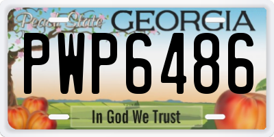 GA license plate PWP6486