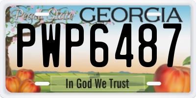 GA license plate PWP6487